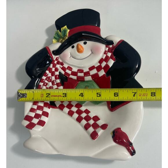 2004 Fitz and Floyd "Holly Jolly" Snowman Decorative  Plate - Picture 2 of 5